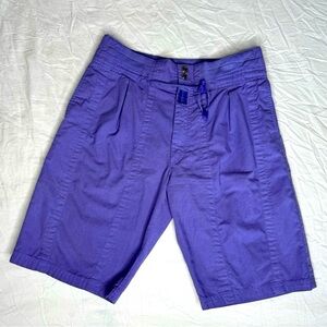 Bugle Boy 1991 Purple High Waist Shorts Double Button Drawstring Mens Size 29‎